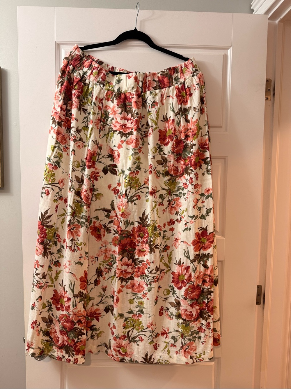 Ricki's Cream Maxi Skirt with Pink and Red Floral Print